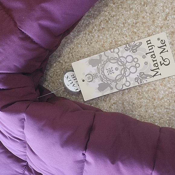 NWT Maralyn & Me Wine Hooded Cozy Puffer Coat With Faux Fur Trim Size XL - Picture 7 of 14